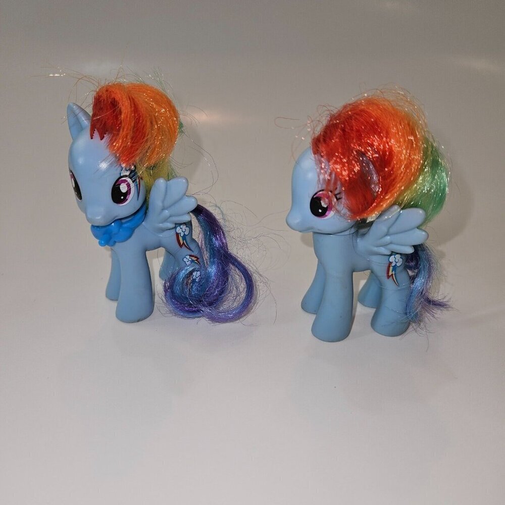 2 Hasbro MLP My Little Pony 3" Rainbow Dash Toy Lot Brushable Tail READ